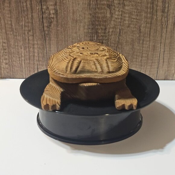 Vintage Sea Turtle / Tortoise Shaped Wooden Incense Box Trinket Storage - Picture 9 of 13